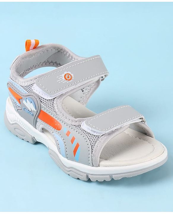 Cute Walk by Babyhug Velcro Closure Sandals with Text Applique - Grey