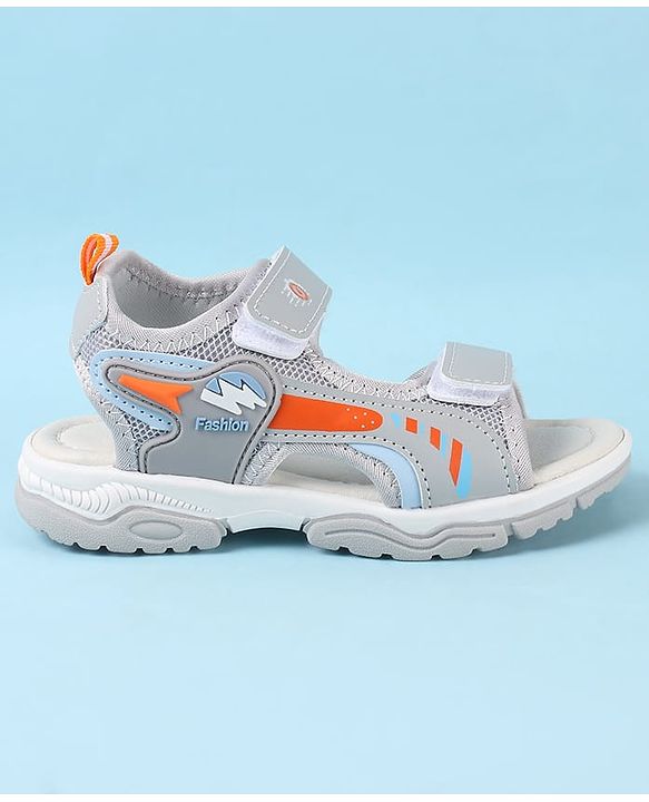 Cute Walk by Babyhug Velcro Closure Sandals with Text Applique - Grey