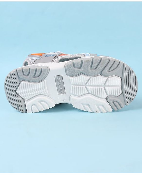 Cute Walk by Babyhug Velcro Closure Sandals with Text Applique - Grey