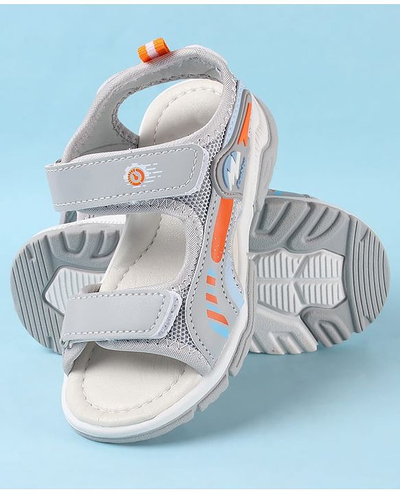 Cute Walk by Babyhug Velcro Closure Sandals with Text Applique - Grey
