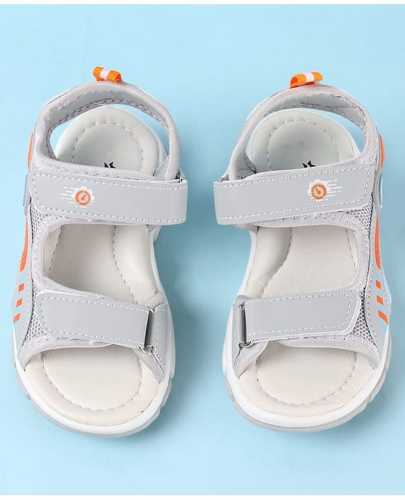 Cute Walk by Babyhug Velcro Closure Sandals with Text Applique - Grey