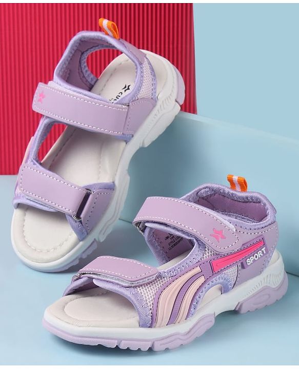 Cute Walk by Babyhug Velcro Closure Sandals with Tape & Text Applique - Purple