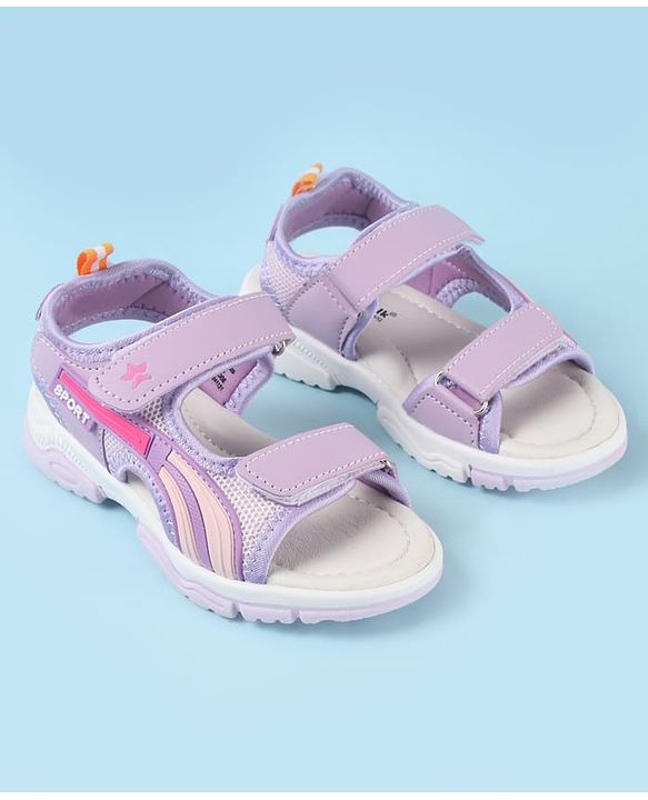 Cute Walk by Babyhug Velcro Closure Sandals with Tape & Text Applique - Purple