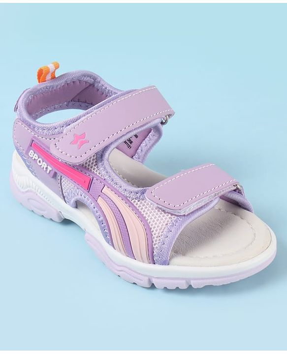 Cute Walk by Babyhug Velcro Closure Sandals with Tape & Text Applique - Purple