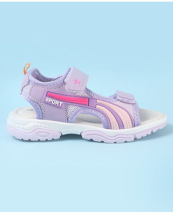 Cute Walk by Babyhug Velcro Closure Sandals with Tape & Text Applique - Purple