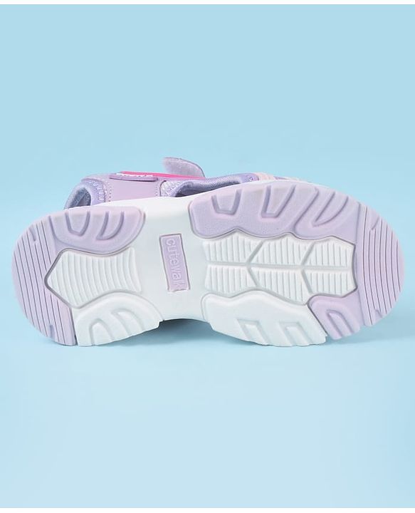 Cute Walk by Babyhug Velcro Closure Sandals with Tape & Text Applique - Purple