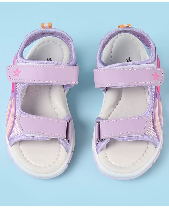 Cute Walk by Babyhug Velcro Closure Sandals with Tape & Text Applique - Purple