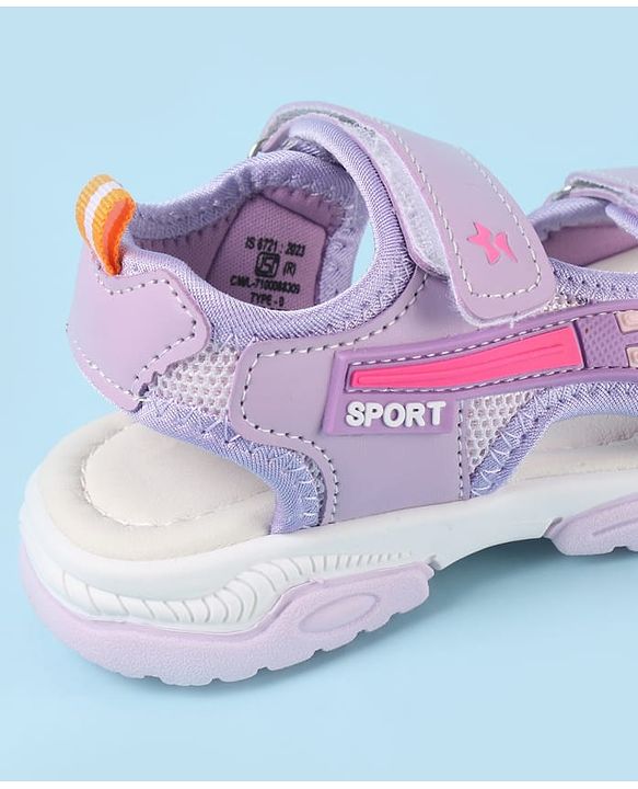 Cute Walk by Babyhug Velcro Closure Sandals with Tape & Text Applique - Purple