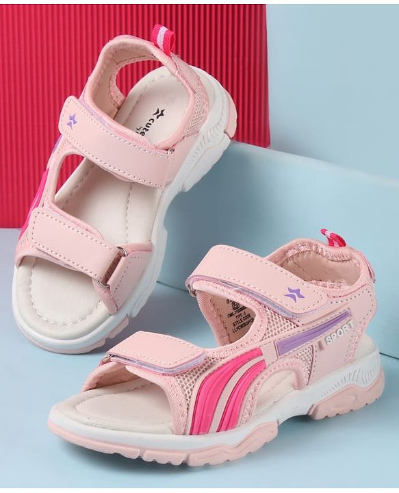 Cute Walk by Babyhug Velcro Closure Sandals with Tape & Text Applique - Purple
