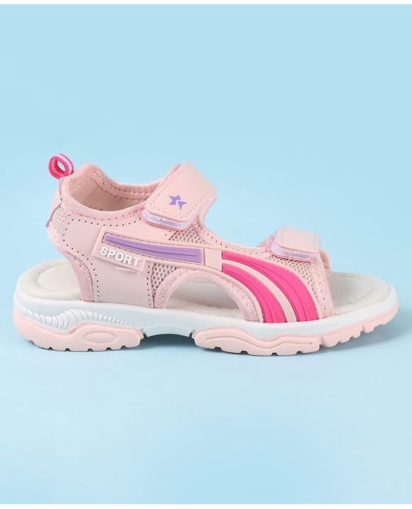 Cute Walk by Babyhug Velcro Closure Sandals with Tape & Text Applique - Purple