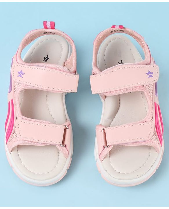 Cute Walk by Babyhug Velcro Closure Sandals with Tape & Text Applique - Purple