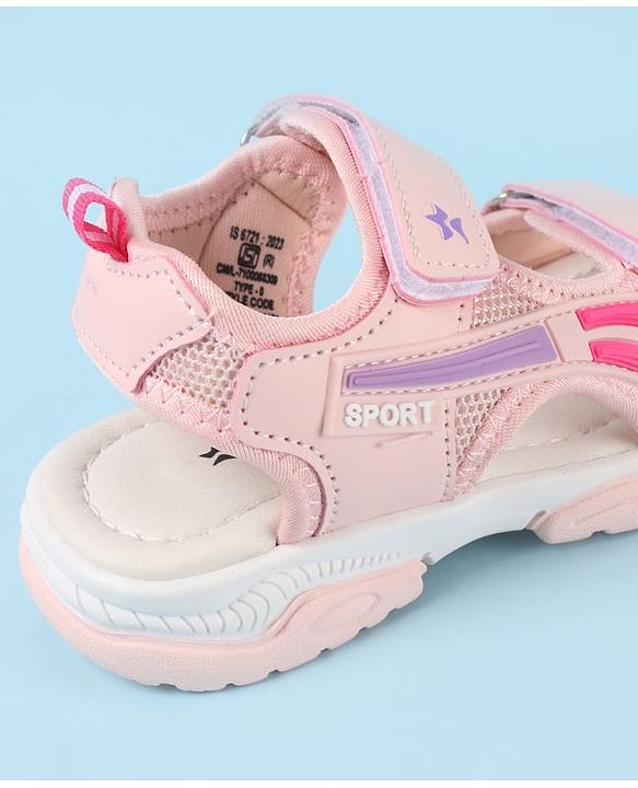 Cute Walk by Babyhug Velcro Closure Sandals with Tape & Text Applique - Purple