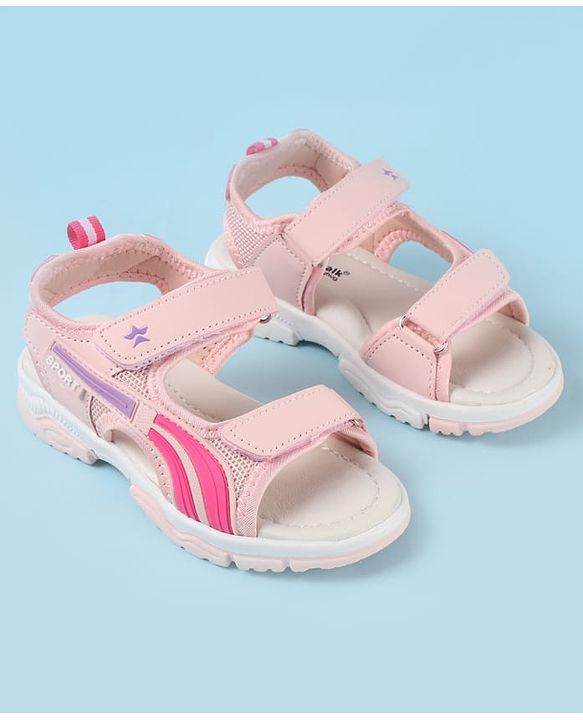 Cute Walk by Babyhug Velcro Closure Sandals with Tape & Text Applique - Purple