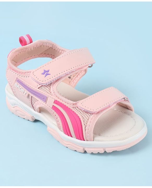 Cute Walk by Babyhug Velcro Closure Sandals with Tape & Text Applique - Purple