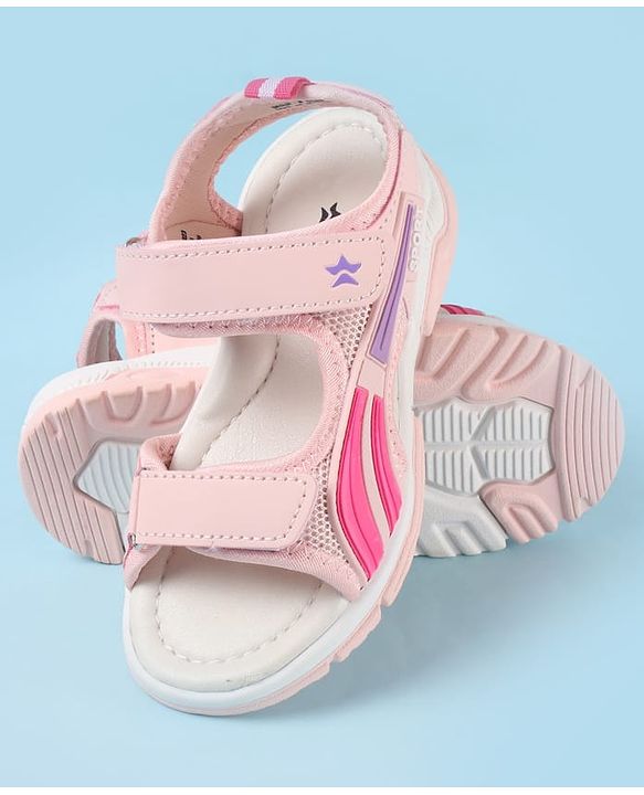 Cute Walk by Babyhug Velcro Closure Sandals with Tape & Text Applique - Purple