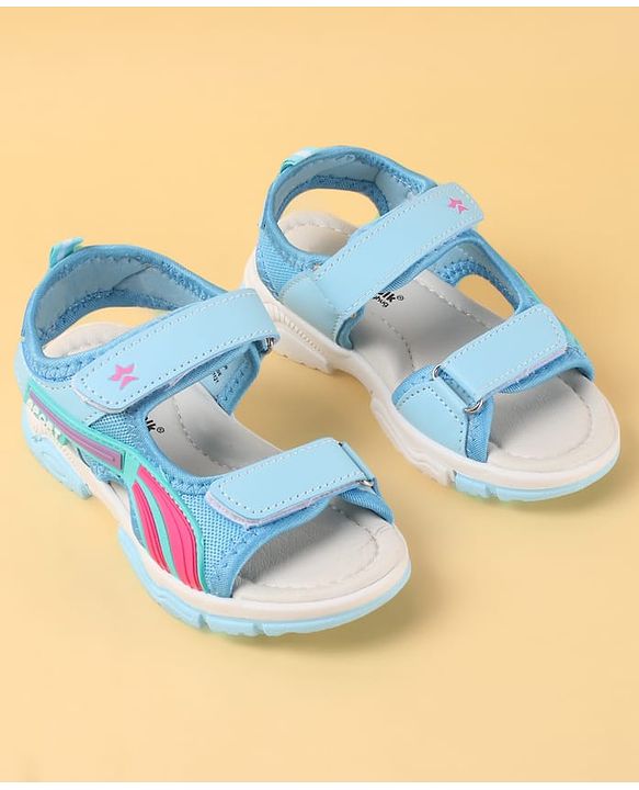 Cute Walk by Babyhug Velcro Closure Sandals with Tape & Text Applique - Peach