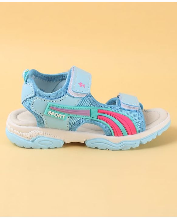 Cute Walk by Babyhug Velcro Closure Sandals with Tape & Text Applique - Peach
