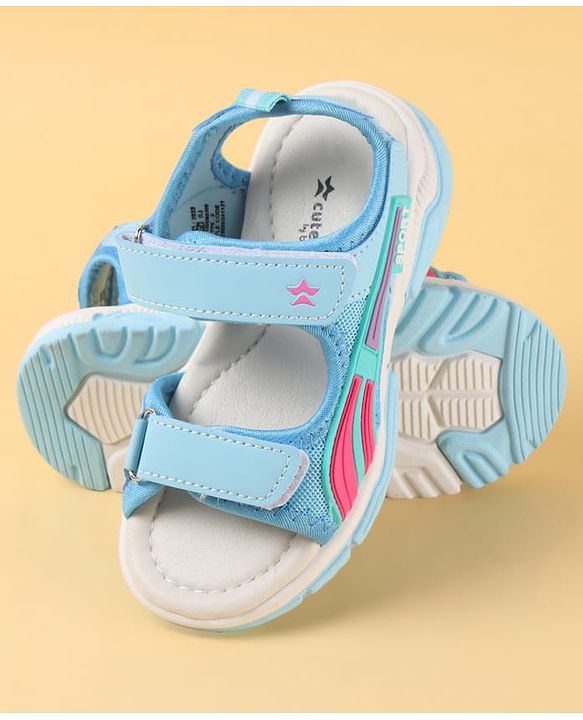 Cute Walk by Babyhug Velcro Closure Sandals with Tape & Text Applique - Peach