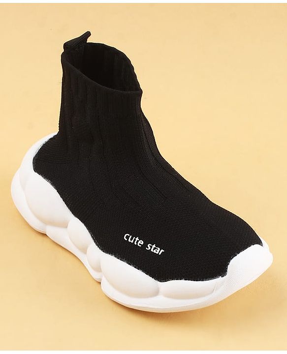 Cute Walk by Babyhug Casual Shoes Solid Color With Logo Print  - Black