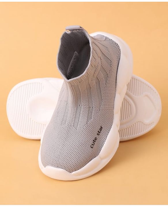 Cute Walk by Babyhug Casual Shoes Solid Color With Logo Print  - Black