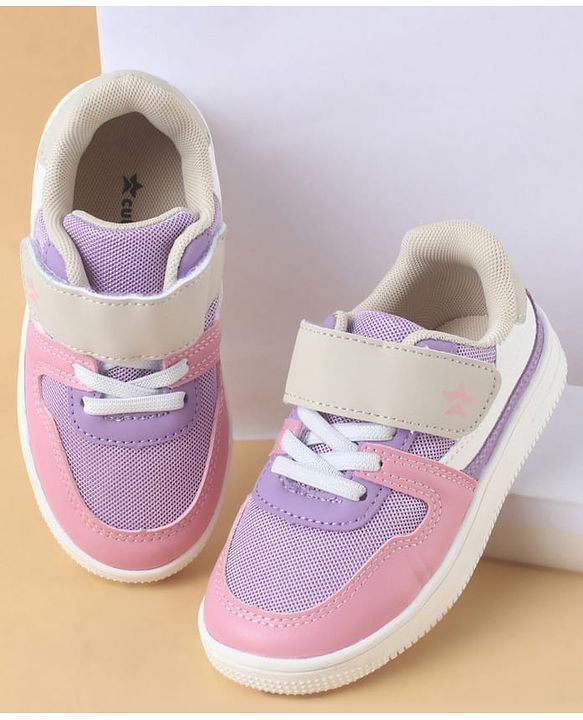 Cute Walk by Babyhug Casual Shoes with Velcro Closure & Lace Detailing - Purple