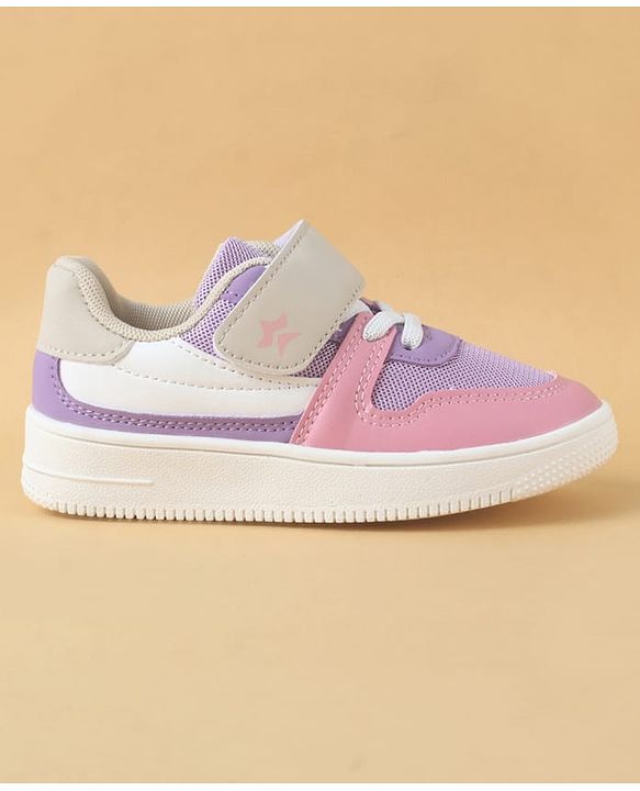 Cute Walk by Babyhug Casual Shoes with Velcro Closure & Lace Detailing - Purple