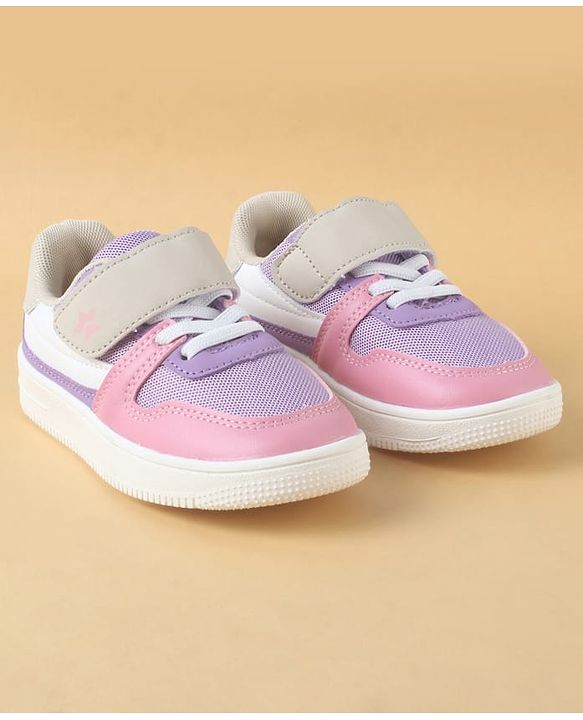 Cute Walk by Babyhug Casual Shoes with Velcro Closure & Lace Detailing - Purple