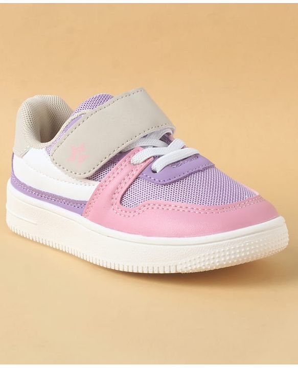 Cute Walk by Babyhug Casual Shoes with Velcro Closure & Lace Detailing - Purple