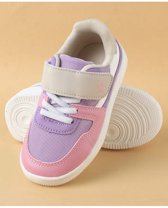 Cute Walk by Babyhug Casual Shoes with Velcro Closure & Lace Detailing - Purple