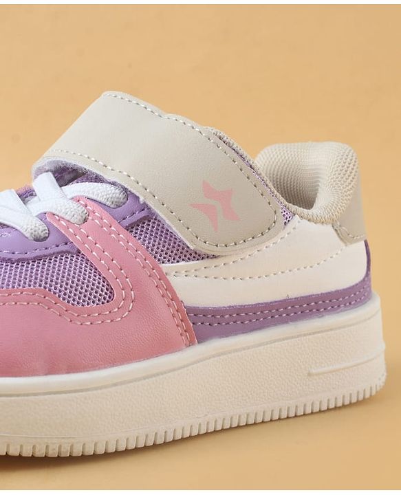 Cute Walk by Babyhug Casual Shoes with Velcro Closure & Lace Detailing - Purple