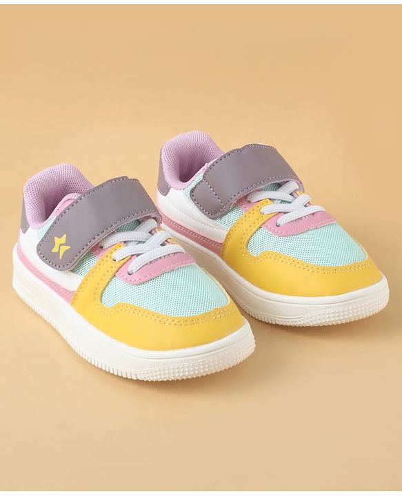 Cute Walk by Babyhug Casual Shoes with Velcro Closure & Lace Detailing - Purple