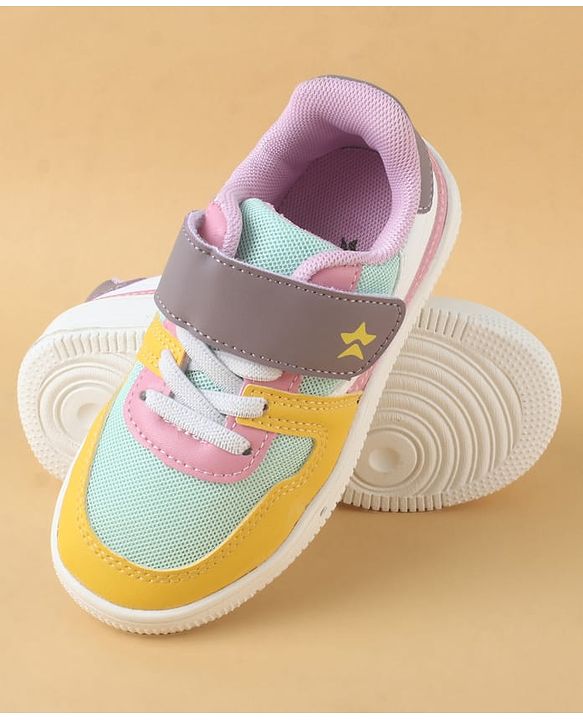 Cute Walk by Babyhug Casual Shoes with Velcro Closure & Lace Detailing - Purple