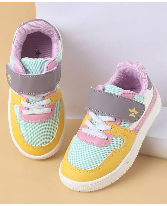 Cute Walk by Babyhug Casual Shoes with Velcro Closure & Lace Detailing - Purple