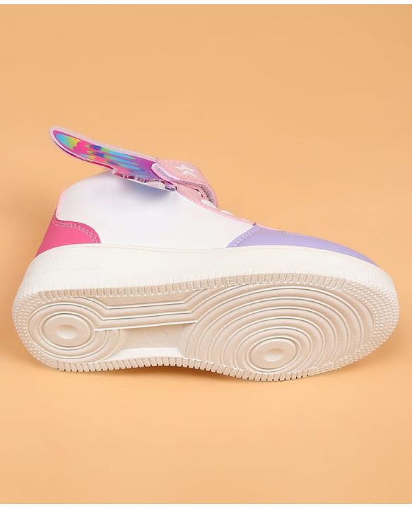 Cute Walk by Babyhug Casual Shoes with Velcro Closure & Tape Detailing & Butterfly Wings Applique - Purple