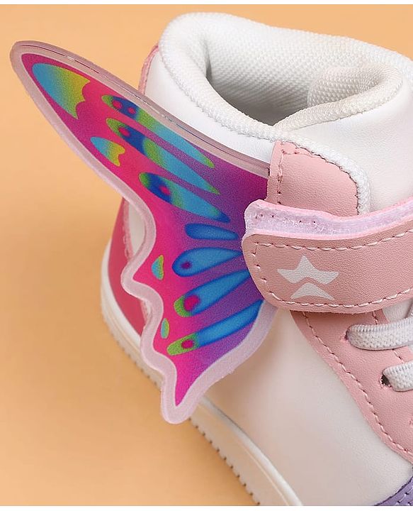 Cute Walk by Babyhug Casual Shoes with Velcro Closure & Tape Detailing & Butterfly Wings Applique - Purple