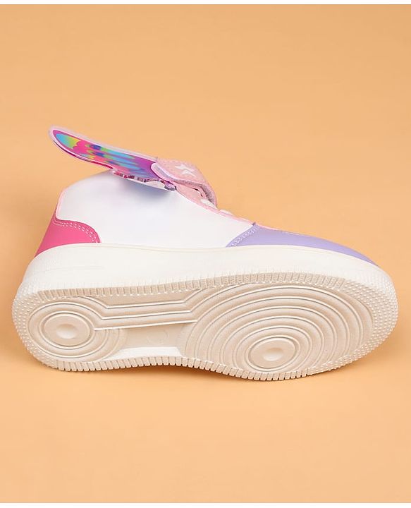 Cute Walk by Babyhug Casual Shoes with Velcro Closure & Tape Detailing & Butterfly Wings Applique - Purple