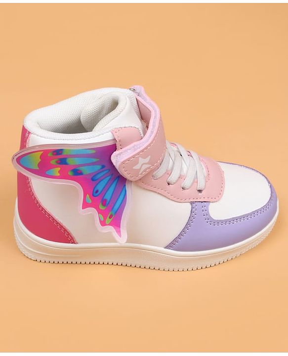 Cute Walk by Babyhug Casual Shoes with Velcro Closure & Tape Detailing & Butterfly Wings Applique - Purple