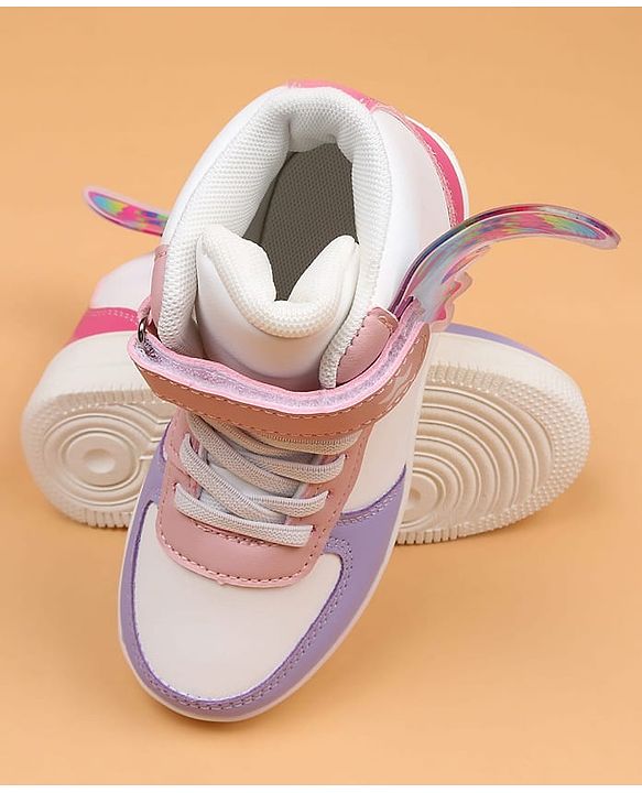 Cute Walk by Babyhug Casual Shoes with Velcro Closure & Tape Detailing & Butterfly Wings Applique - Purple