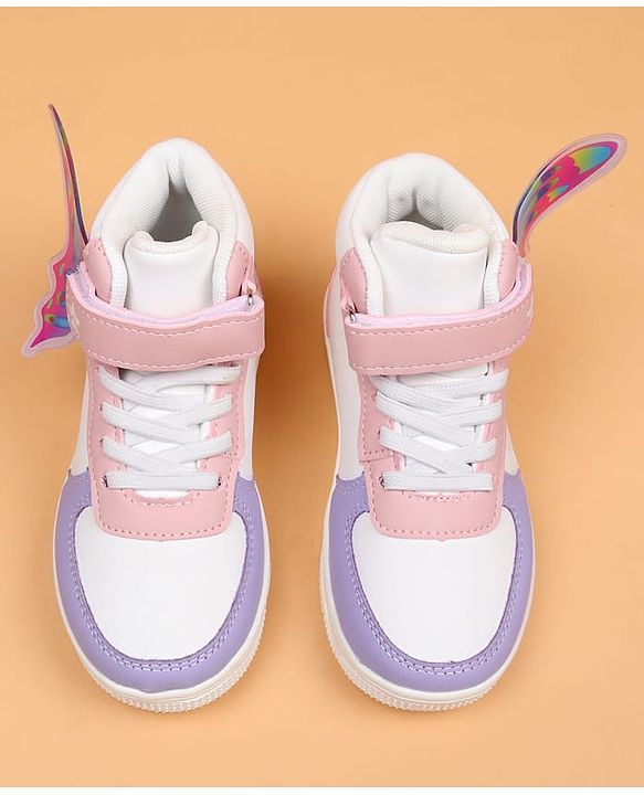 Cute Walk by Babyhug Casual Shoes with Velcro Closure & Tape Detailing & Butterfly Wings Applique - Purple