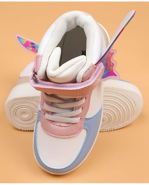Cute Walk by Babyhug Casual Shoes with Velcro Closure & Tape Detailing & Butterfly Wings Applique - Purple