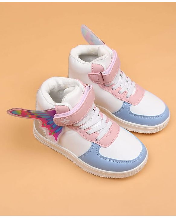 Cute Walk by Babyhug Casual Shoes with Velcro Closure & Tape Detailing & Butterfly Wings Applique - Purple