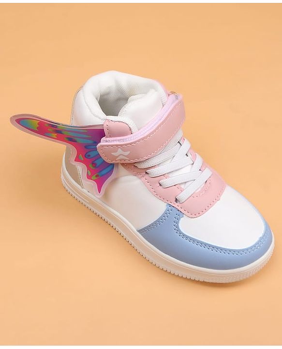 Cute Walk by Babyhug Casual Shoes with Velcro Closure & Tape Detailing & Butterfly Wings Applique - Purple