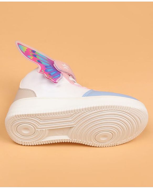 Cute Walk by Babyhug Casual Shoes with Velcro Closure & Tape Detailing & Butterfly Wings Applique - Purple