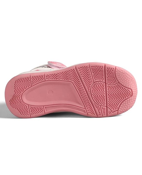 Cute Walk by Babyhug Sneaker Shoes with Velcro Closure Lace Detailing & Girls Rule Print - Pink