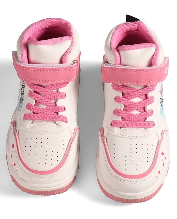 Cute Walk by Babyhug Sneaker Shoes with Velcro Closure Lace Detailing & Girls Rule Print - Pink