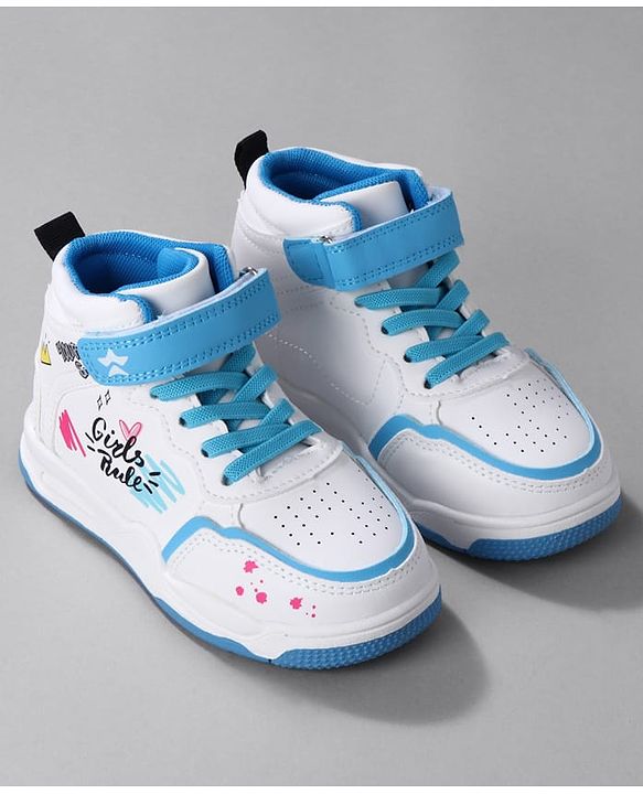Cute Walk by Babyhug Sneaker Shoes with Velcro Closure Lace Detailing & Girls Rule Print - Pink
