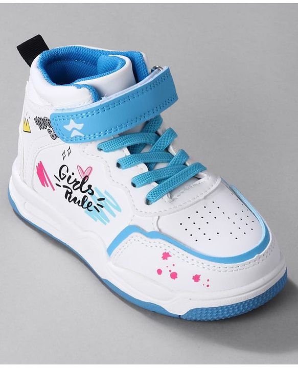 Cute Walk by Babyhug Sneaker Shoes with Velcro Closure Lace Detailing & Girls Rule Print - Pink
