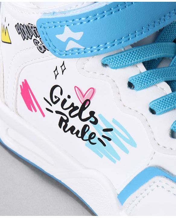 Cute Walk by Babyhug Sneaker Shoes with Velcro Closure Lace Detailing & Girls Rule Print - Pink