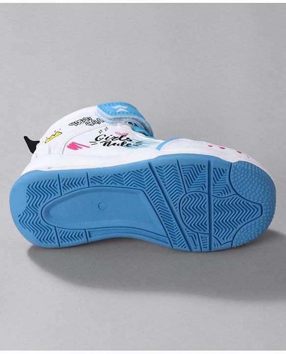 Cute Walk by Babyhug Sneaker Shoes with Velcro Closure Lace Detailing & Girls Rule Print - Pink