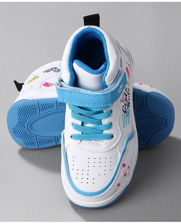 Cute Walk by Babyhug Sneaker Shoes with Velcro Closure Lace Detailing & Girls Rule Print - Pink
